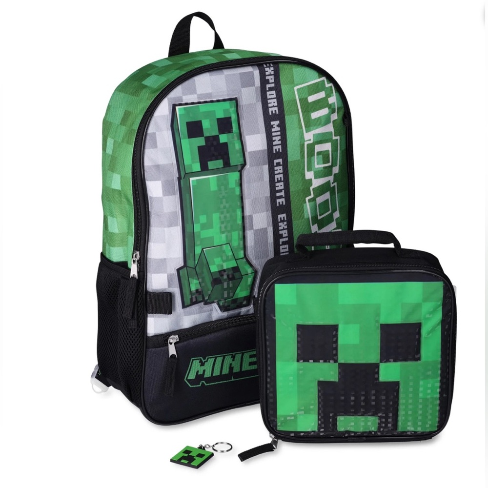 Minecraft Boys 17" Laptop Backpack 2-Piece Set with Lunch Bag, Multi-Color